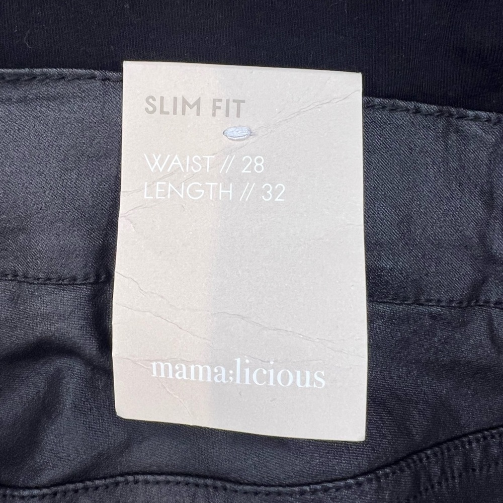 Mama Licious MATERNITY COATED SKINNY JEANS IN BLACK - Picture 9 of 14